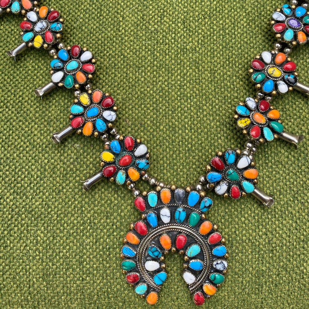 turquoise and howlite squash blossom